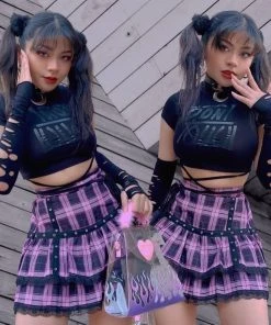 ALTERBABE CLOTHING Breaking Hearts Plaid Skirt