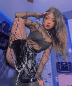 AlterBabe Hate Love You Mesh Top