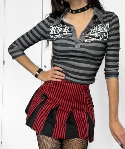 ALTERBABE Lost Souls Striped Polo Top