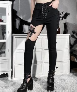 ALTERBABE NEW Cross Garter Cut-Out Pants