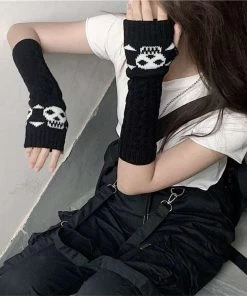 ALTERBABE Deadly Skelly Fingerless Gloves ACCESSORIES