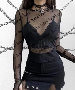 AlterBabe Hate Love You Mesh Top