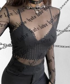 AlterBabe Hate Love You Mesh Top