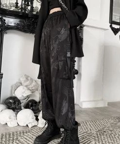 ALTERBABE CLOTHING Black Dragon Cargo Sweatpants