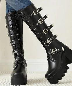 ALTERBABE FOOTWEAR Hella Bad Buckle High Knee Boots