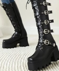 ALTERBABE FOOTWEAR Hella Bad Buckle High Knee Boots