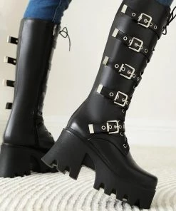ALTERBABE FOOTWEAR Hella Bad Buckle High Knee Boots