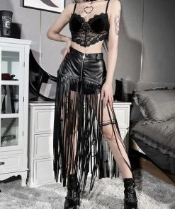 ALTERBABE Root Of Evil Fringe Skirt