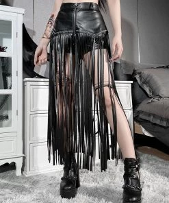 ALTERBABE Root Of Evil Fringe Skirt
