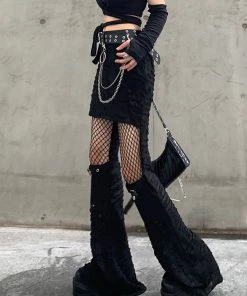 ALTERBABE Live Fast Distressed Skirt Pants NEW