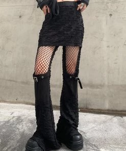 ALTERBABE Live Fast Distressed Skirt Pants NEW