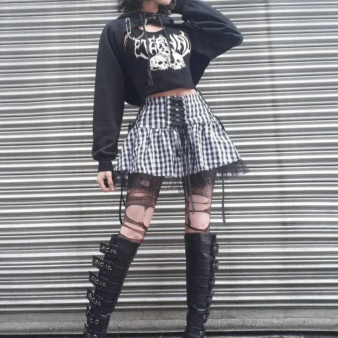 ALTERBABE School Dropout Plaid Skirt