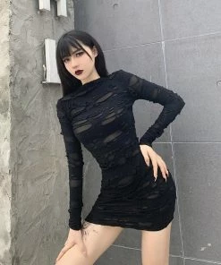 ALTERBABE Live To Die Distressed Dress CLOTHING