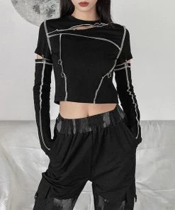 ALTERBABE CLOTHING Cut Out Pierced Top