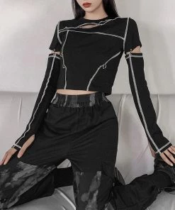 ALTERBABE CLOTHING Cut Out Pierced Top