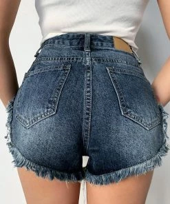 ALTERBABE CLOTHING Distressed Chain Denim Shorts