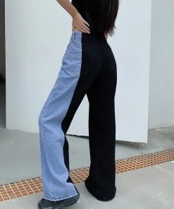 ALTERBABE Asymmetrical Contrast Jeans