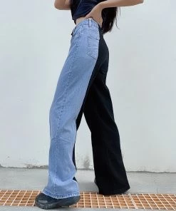 ALTERBABE Asymmetrical Contrast Jeans