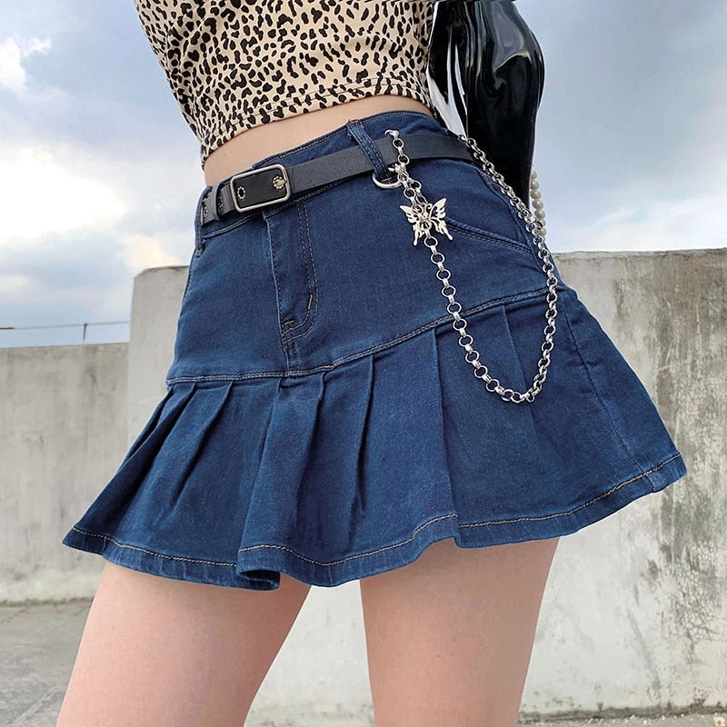 ALTERBABE Trendsetter Denim Pleated Skort CLOTHING
