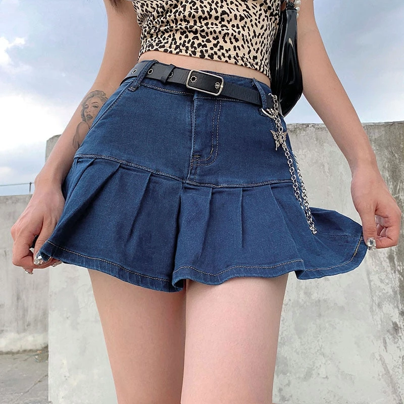 ALTERBABE Trendsetter Denim Pleated Skort CLOTHING