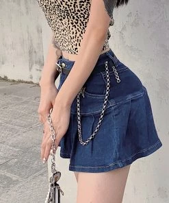 ALTERBABE Trendsetter Denim Pleated Skort CLOTHING