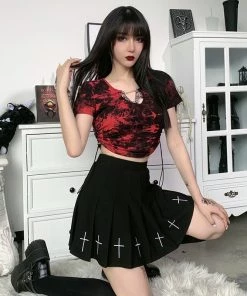 ALTERBABE CLOTHING Bloody Tie Dye Ruched Top