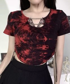 ALTERBABE CLOTHING Bloody Tie Dye Ruched Top