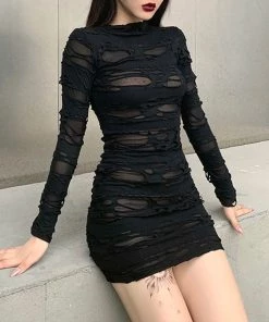 ALTERBABE Live To Die Distressed Dress CLOTHING