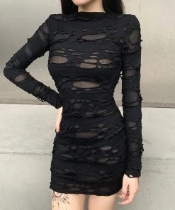 ALTERBABE Live To Die Distressed Dress CLOTHING