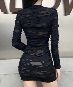 ALTERBABE Live To Die Distressed Dress CLOTHING