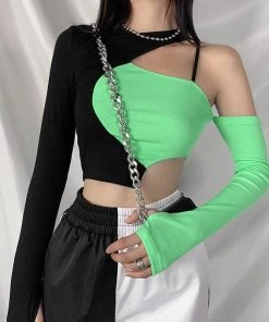 ALTERBABE CLOTHING Abstract Two-Tone Top