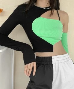 ALTERBABE CLOTHING Abstract Two-Tone Top