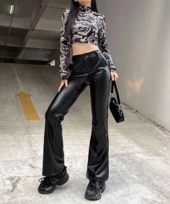ALTERBABE CLOTHING Impure Faux Leather Flare Pants