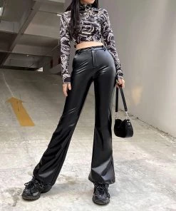 ALTERBABE CLOTHING Impure Faux Leather Flare Pants