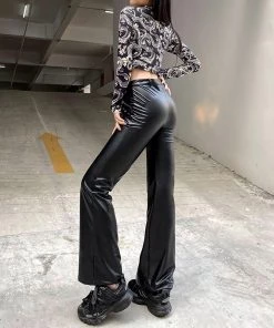 ALTERBABE CLOTHING Impure Faux Leather Flare Pants