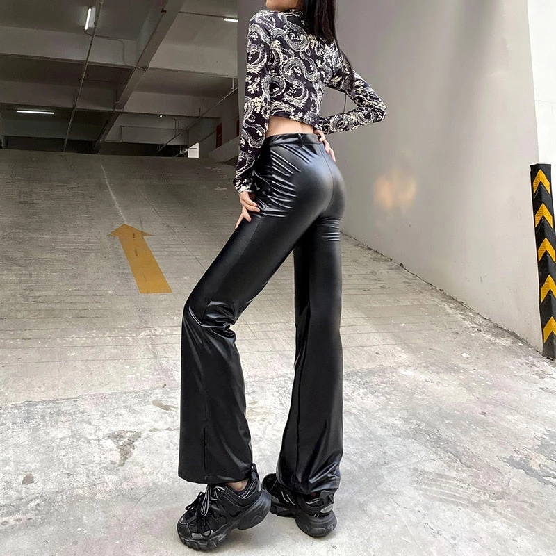 ALTERBABE CLOTHING Impure Faux Leather Flare Pants