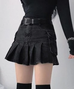 ALTERBABE CLOTHING Daring Denim Pleated Skirt