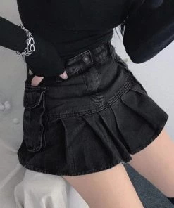 ALTERBABE CLOTHING Daring Denim Pleated Skirt