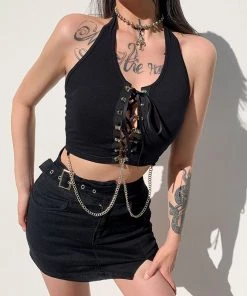 ALTERBABE CLOTHING Hottie Behavior Lace Up Tank