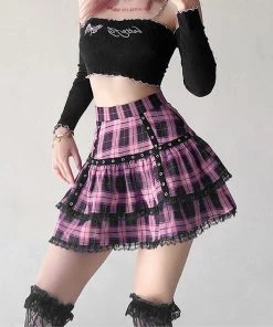 ALTERBABE CLOTHING Breaking Hearts Plaid Skirt