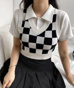 ALTERBABE See You Checkin Vest Sweater