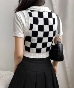 ALTERBABE See You Checkin Vest Sweater