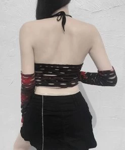 ALTERBABE Blood Distressed Top And Gloves Set