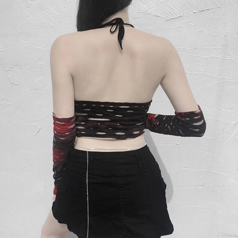 ALTERBABE Blood Distressed Top And Gloves Set
