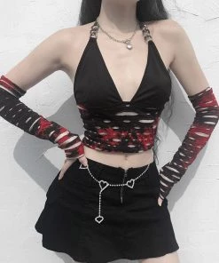 ALTERBABE Blood Distressed Top And Gloves Set