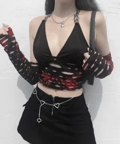 ALTERBABE Blood Distressed Top And Gloves Set