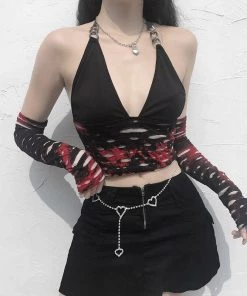 ALTERBABE Blood Distressed Top And Gloves Set