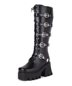 ALTERBABE FOOTWEAR Hella Bad Buckle High Knee Boots