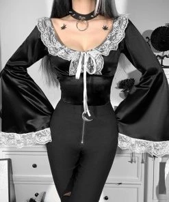 ALTERBABE CLOTHING Witching Hour Flare Sleeve Bodysuit