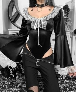 ALTERBABE CLOTHING Witching Hour Flare Sleeve Bodysuit